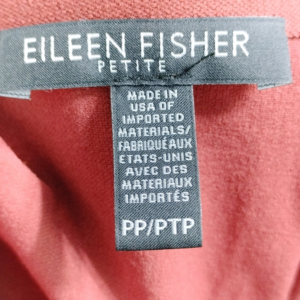 Eileen Fisher Petite Wrap Jumpsuit Crepe Wide Leg Deep Pekoe Rust Cropped PP - Picture 7 of 8